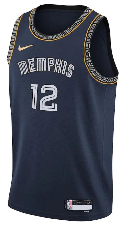 Regata Memphis Grizzlies Ja Morant City Edition 21/22 Nº12 - Torcedor Masculina - Azul escuro