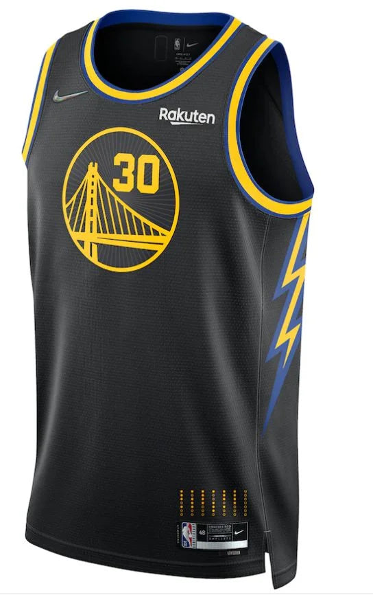 Regata Golden State Warriors - Stephen Curry - City Edition 2122 Nº30 - Torcedor Masculina -Preto , Azul e Amarelo