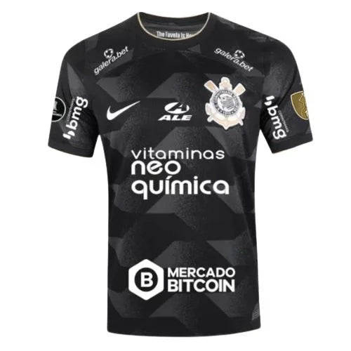 Camisa Corinthians II 22/23 Libertadores 2022 com Patch e Patrocinio - Nike Torcedor Masculina - Preto e Branco