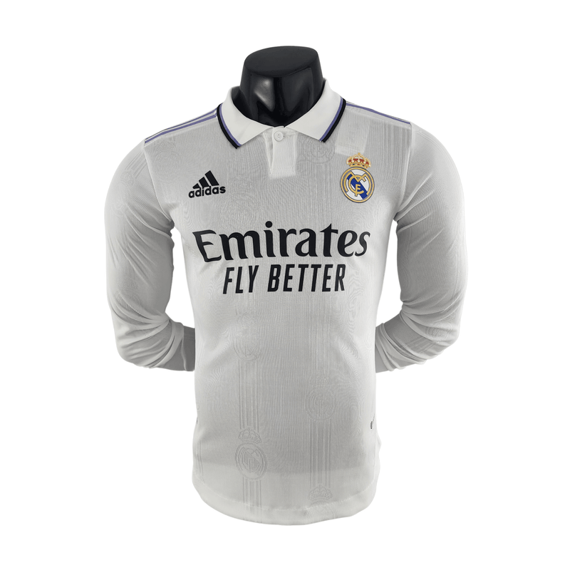 Camisa Real Madrid I 2223 Manga Longa Versão Player Adidas Masculina - Branca