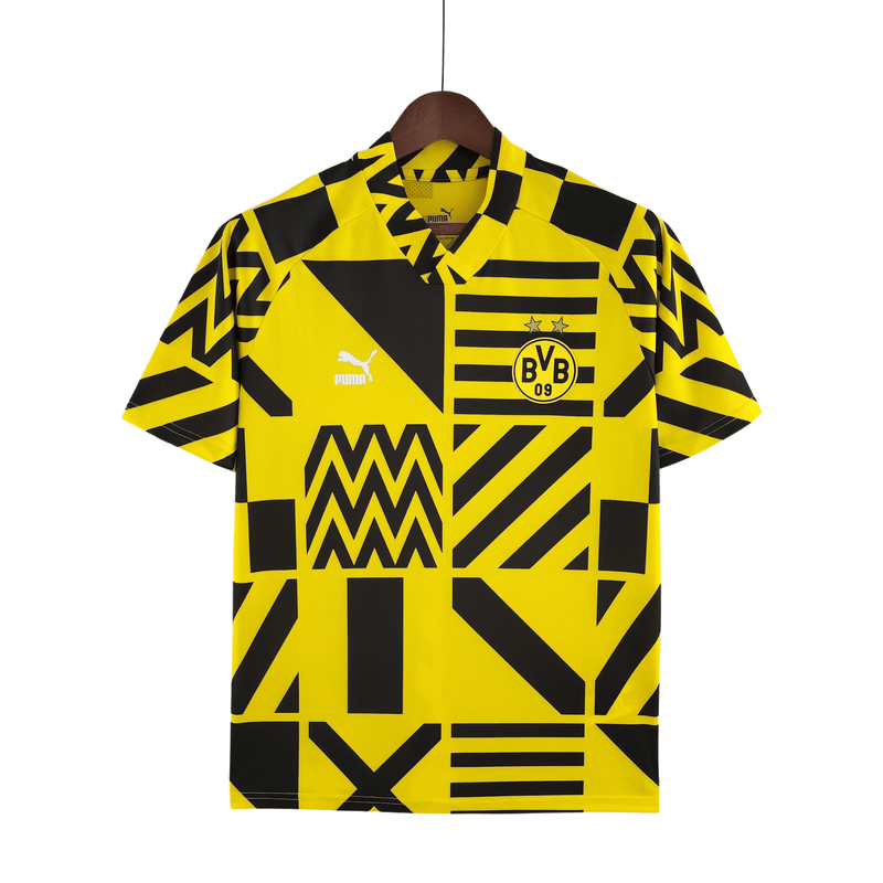 Camisa Borussia Pré Jogo 22/23 - Puma Torcedor Masculina - Amarelo e Preto