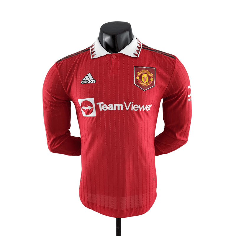 Camisa Manchester United I 22/23 - Adidas Versão Jogador Manga Longa Masculina - Vermelho