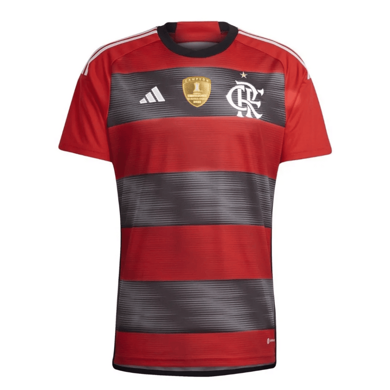 Camisa Flamengo Home 23/24 - Adidas Torcedor Masculina - Todos os Patrocinios - Patches Campeão da Libertadores 2022 - Campéon