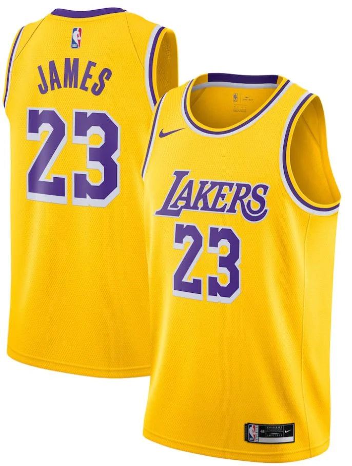 Regata Los Angeles Lakers LeBron James Nº23 - Torcedor - Masculina - Amarelo e Roxo