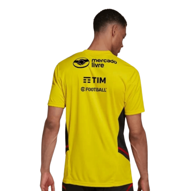 Camisa Flamengo Treino 22/23 Com todos Patrocínios - Adidas Torcedor Masculina - Amarelo